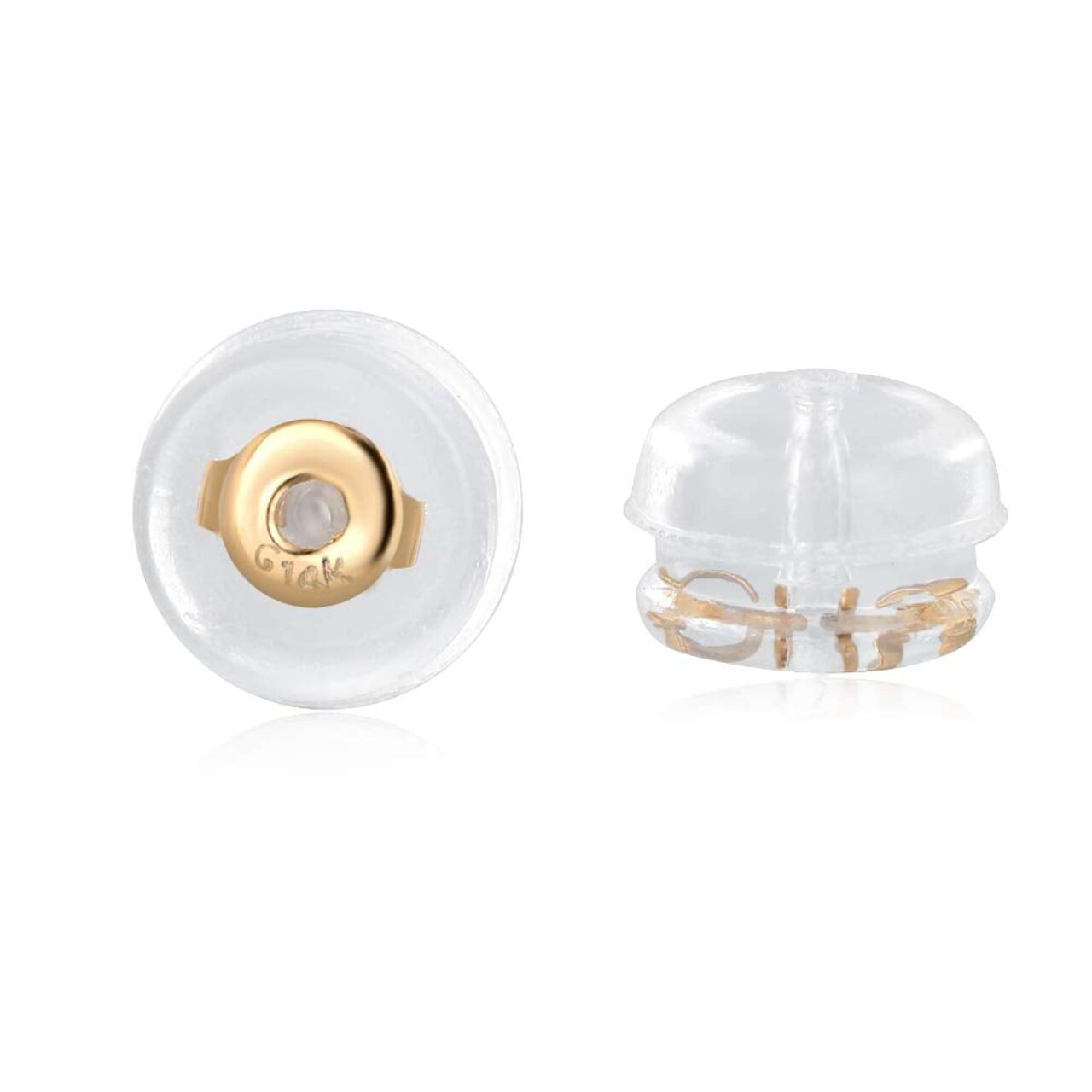 14K Gold Silicone Earring Backs Replacement | Rubber Earrings Backs for Studs |Plastic Earring Backing Secure (1 Pair 14K Gold)